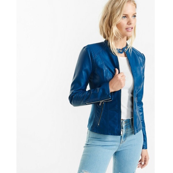 Express Blue Leather Jacket 